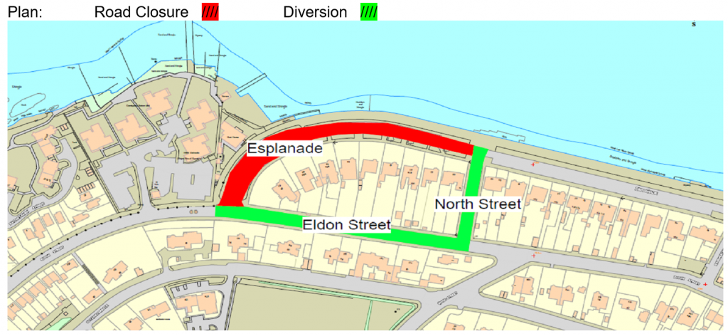 Map showing diversion and Road Closure