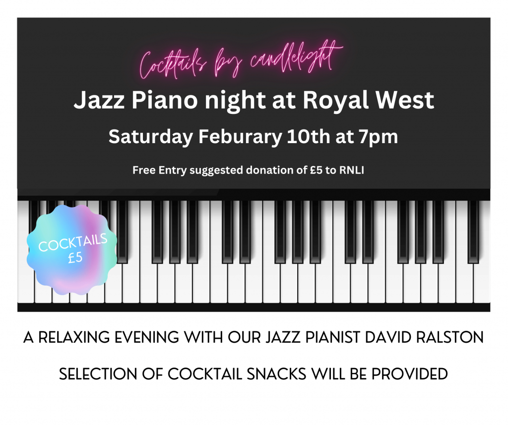 Jazz Piano Night at Royal West, Saturday 10th February at 7pm