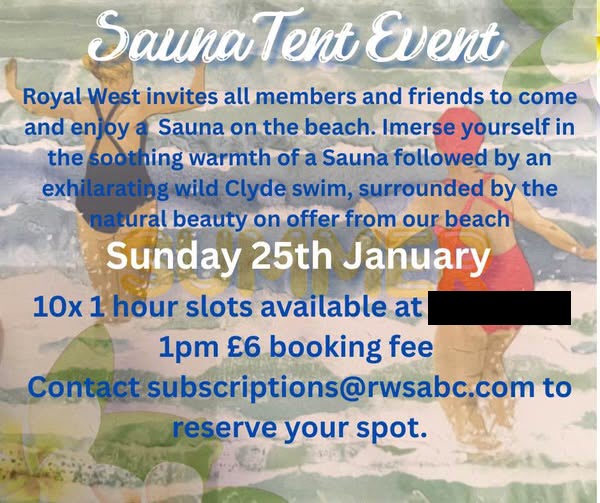 Poster advertising Sauna Tent Event on 25 January