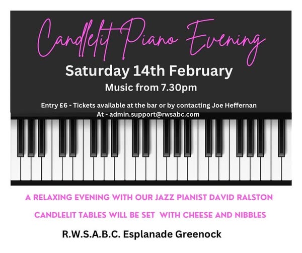 a poster publicising the candlelit piano evening