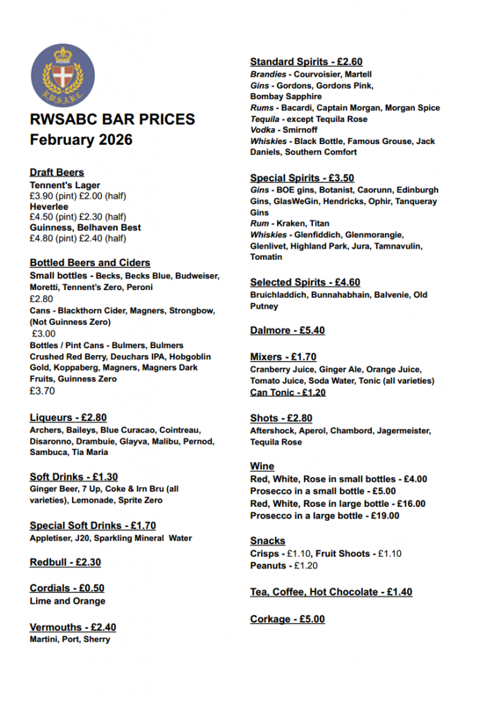 RWSABC Bar Prices February 2026