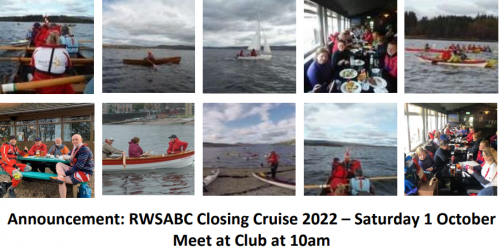 10 photos taken at previous closing cruises showing kayaking rowing and sailing plus lunch in Rosneath